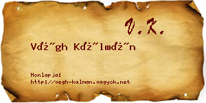 Végh Kálmán névjegykártya